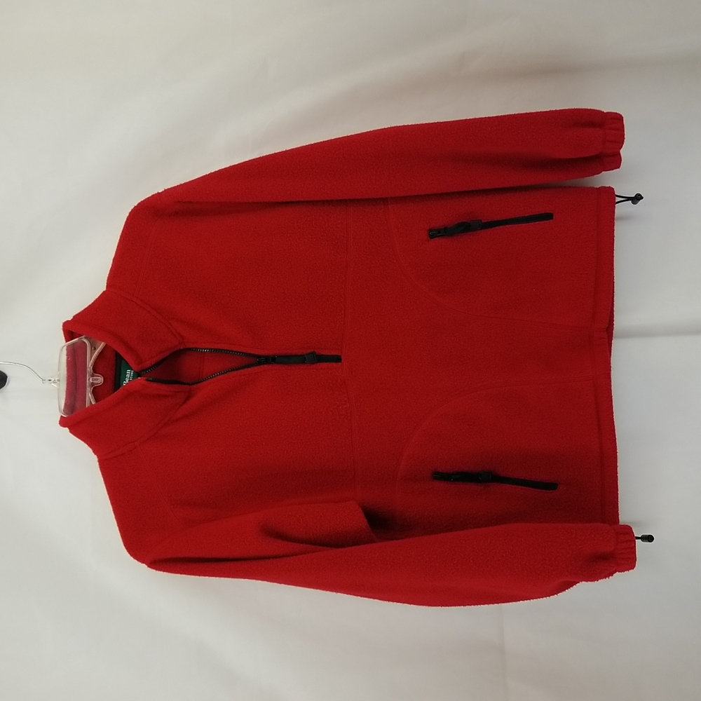 L.L. BEAN FACTORY STORE Red Half Zip Fleece Pullover Jacket - Zippered Pockets